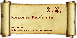 Korponai Melánia névjegykártya